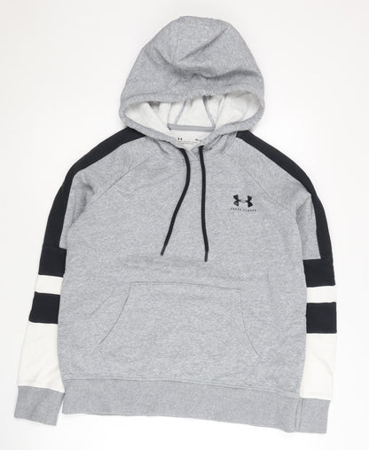Under Armour Men’s Grey Pullover Hoodie M Relaxed Fit Logo Fleece