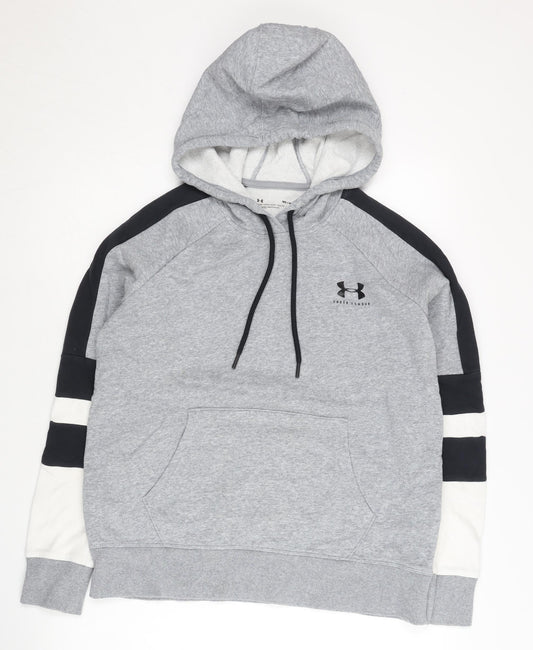 Under Armour Men’s Grey Pullover Hoodie M Relaxed Fit Logo Fleece