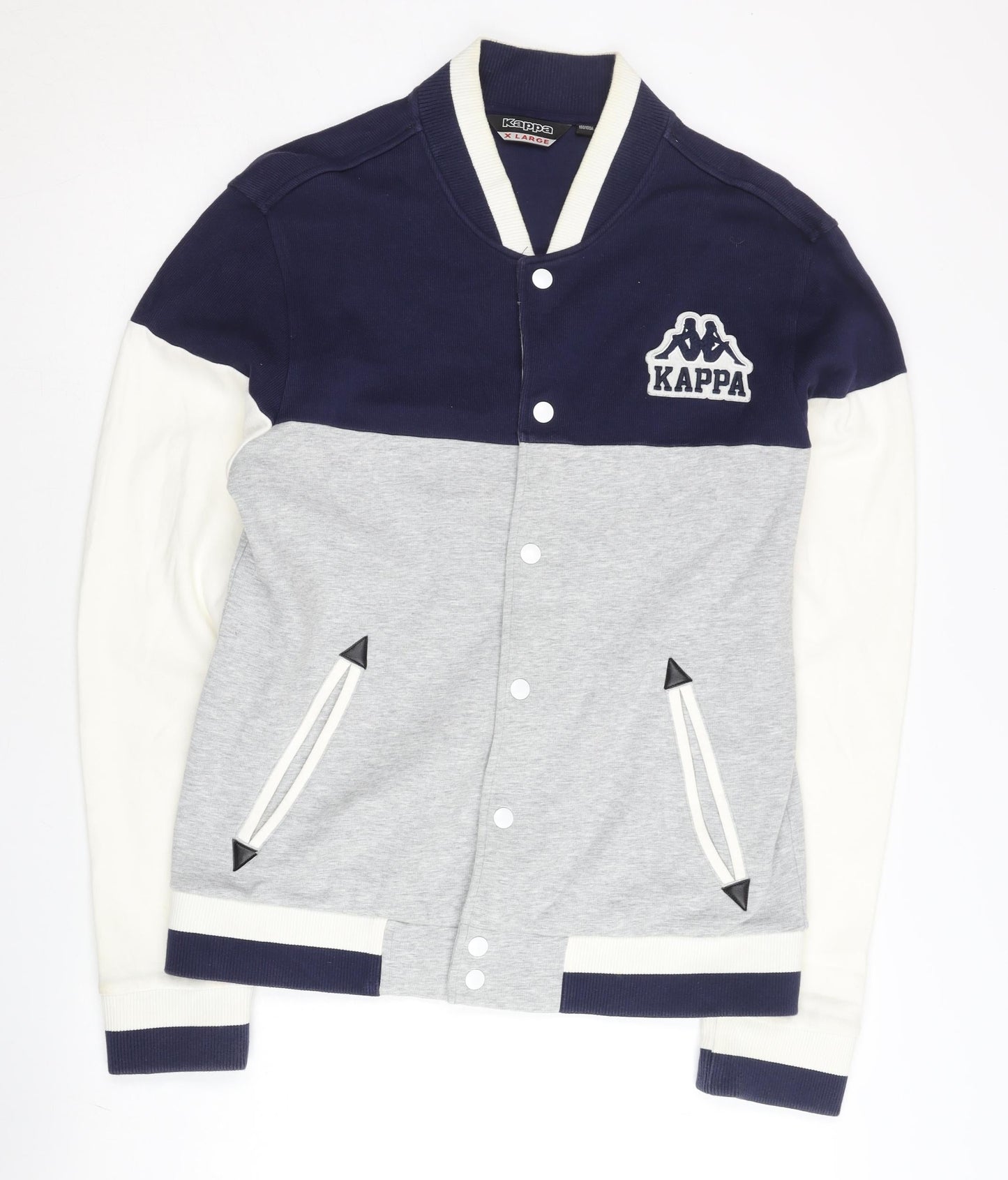 Kappa Men’s Blue Grey White Varsity Jacket L Regular Fit Cotton