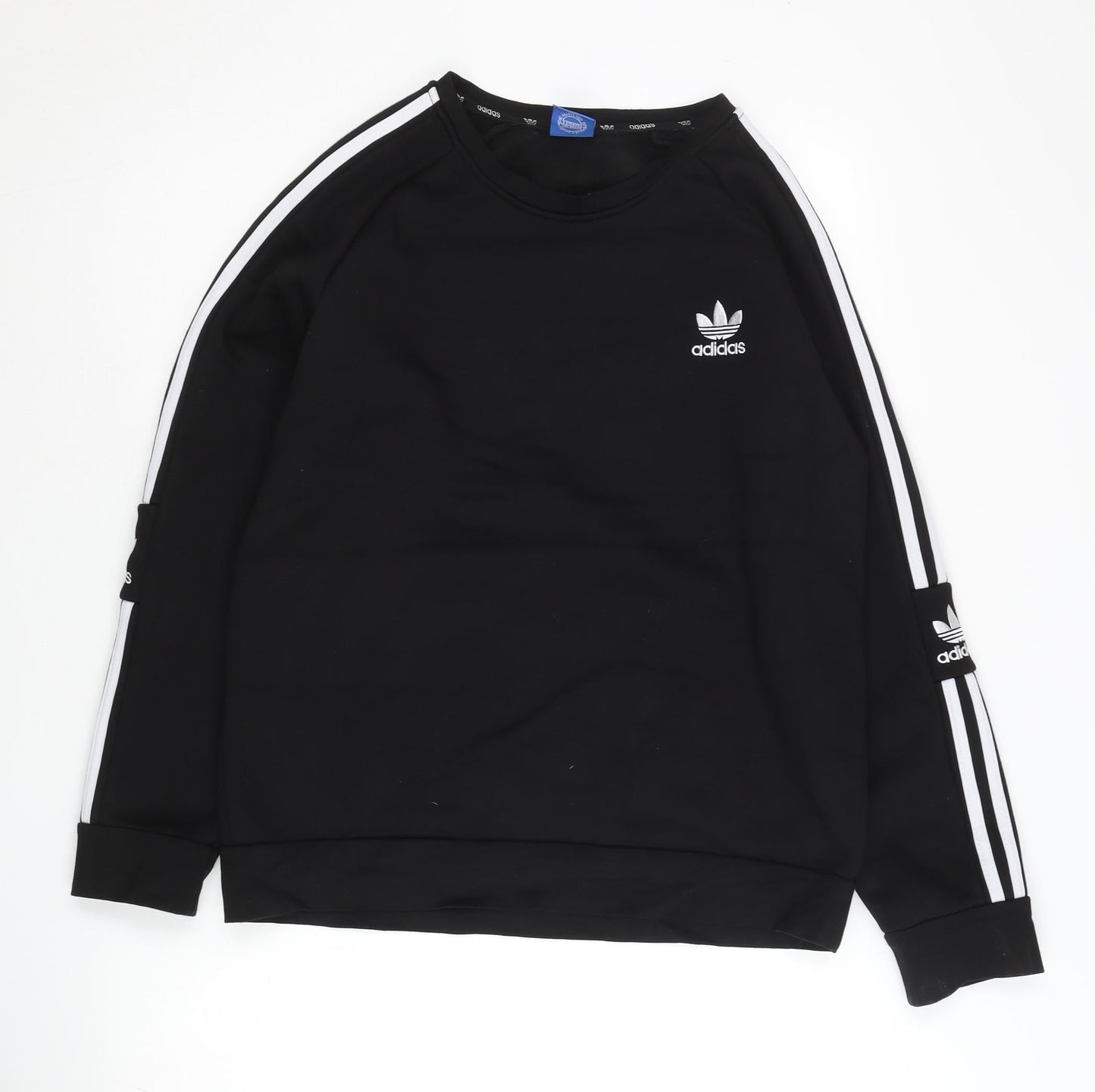 Adidas Women Black L Pullover Sweatshirt Crew Neck Raglan Sleeve