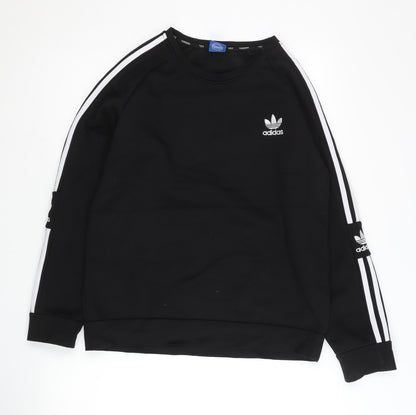 Adidas Women Black L Pullover Sweatshirt Crew Neck Raglan Sleeve