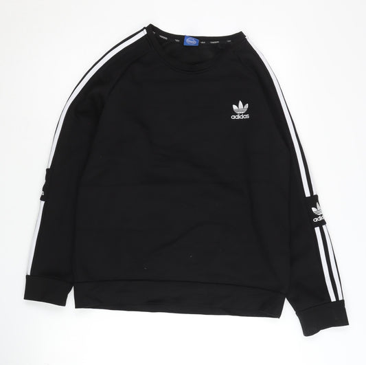 Adidas Women Black L Pullover Sweatshirt Crew Neck Raglan Sleeve