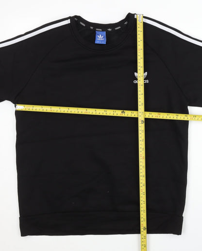 Adidas Women Black L Pullover Sweatshirt Crew Neck Raglan Sleeve