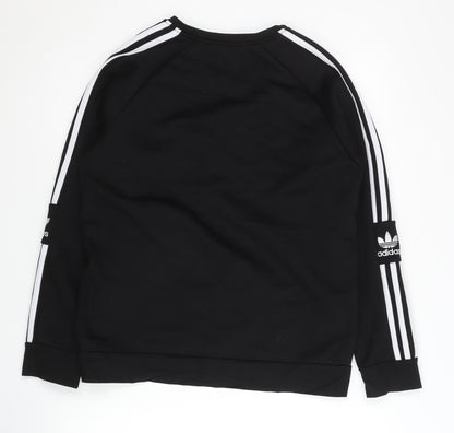Adidas Women Black L Pullover Sweatshirt Crew Neck Raglan Sleeve