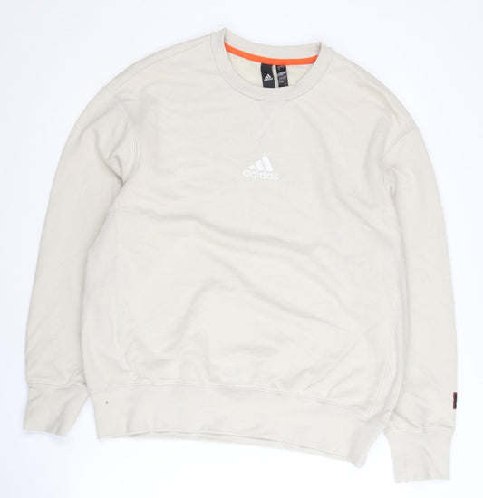 Adidas Men's Beige Graphic Pullover Sweatshirt L Regular Fit