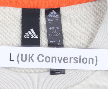 Adidas Men's Beige Graphic Pullover Sweatshirt L Regular Fit