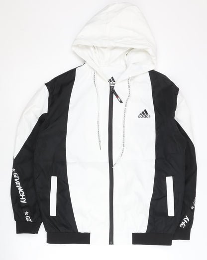 Adidas Men's Black & White Windbreaker Jacket L Colourblock Lightweight