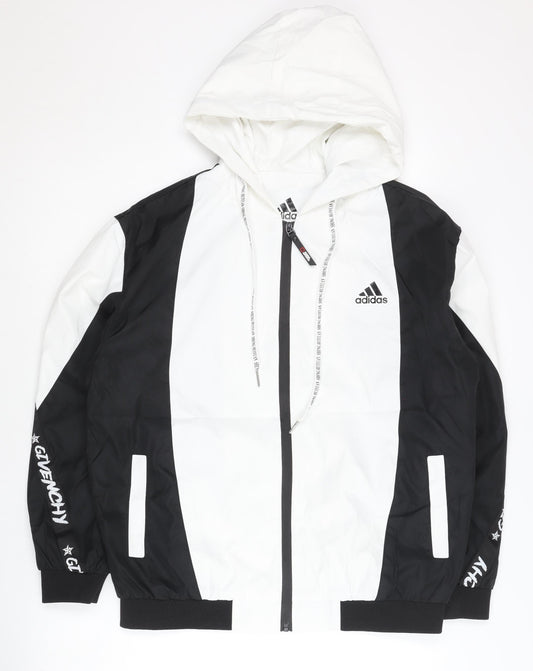 Adidas Men's Black & White Windbreaker Jacket L Colourblock Lightweight