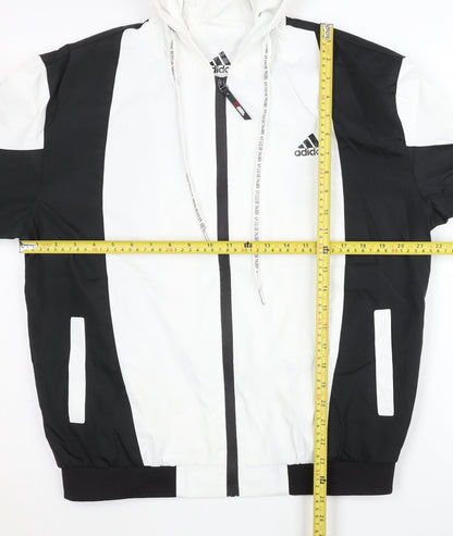 Adidas Men's Black & White Windbreaker Jacket L Colourblock Lightweight
