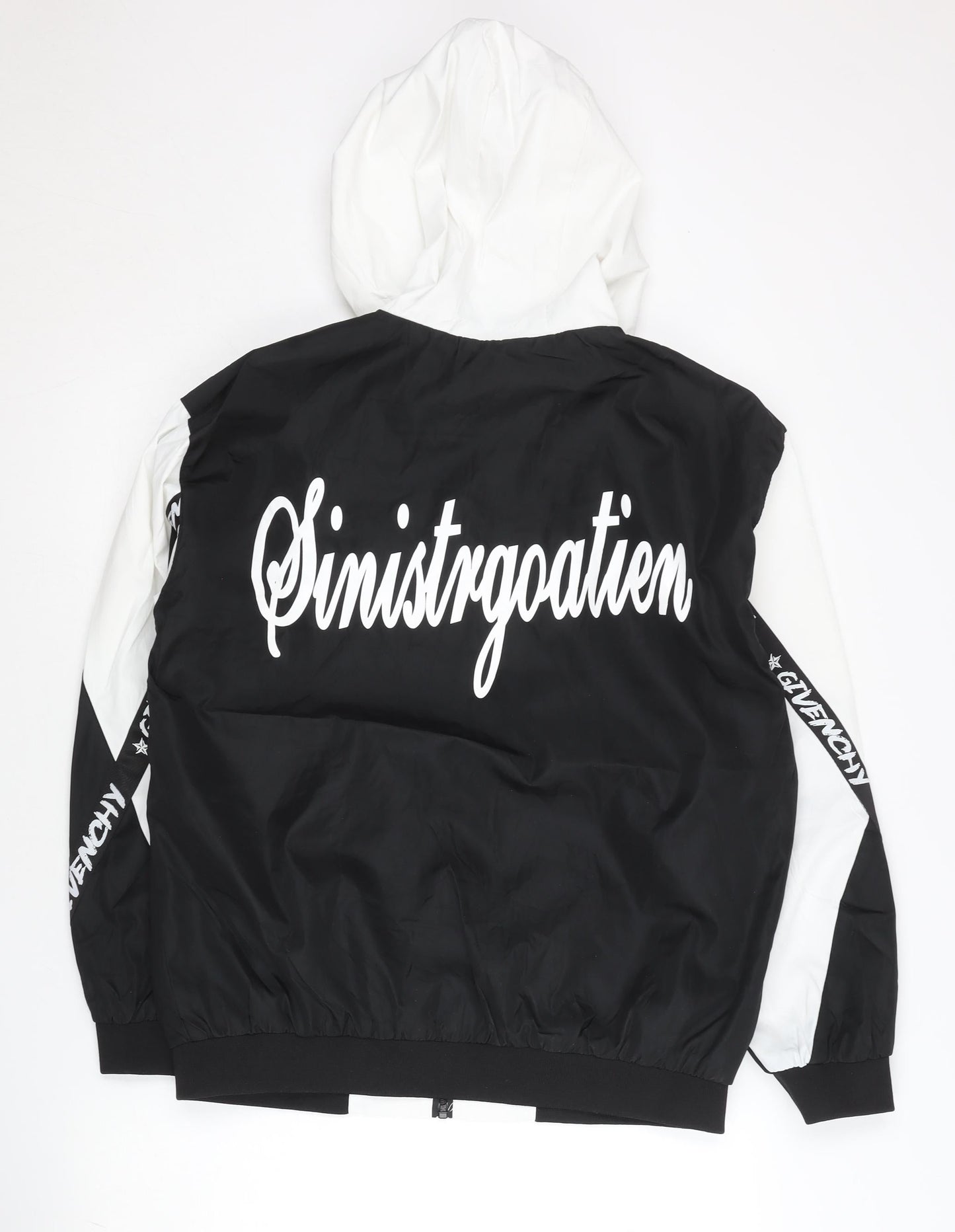 Adidas Men's Black & White Windbreaker Jacket L Colourblock Lightweight