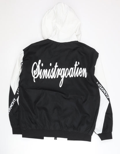 Adidas Men's Black & White Windbreaker Jacket L Colourblock Lightweight