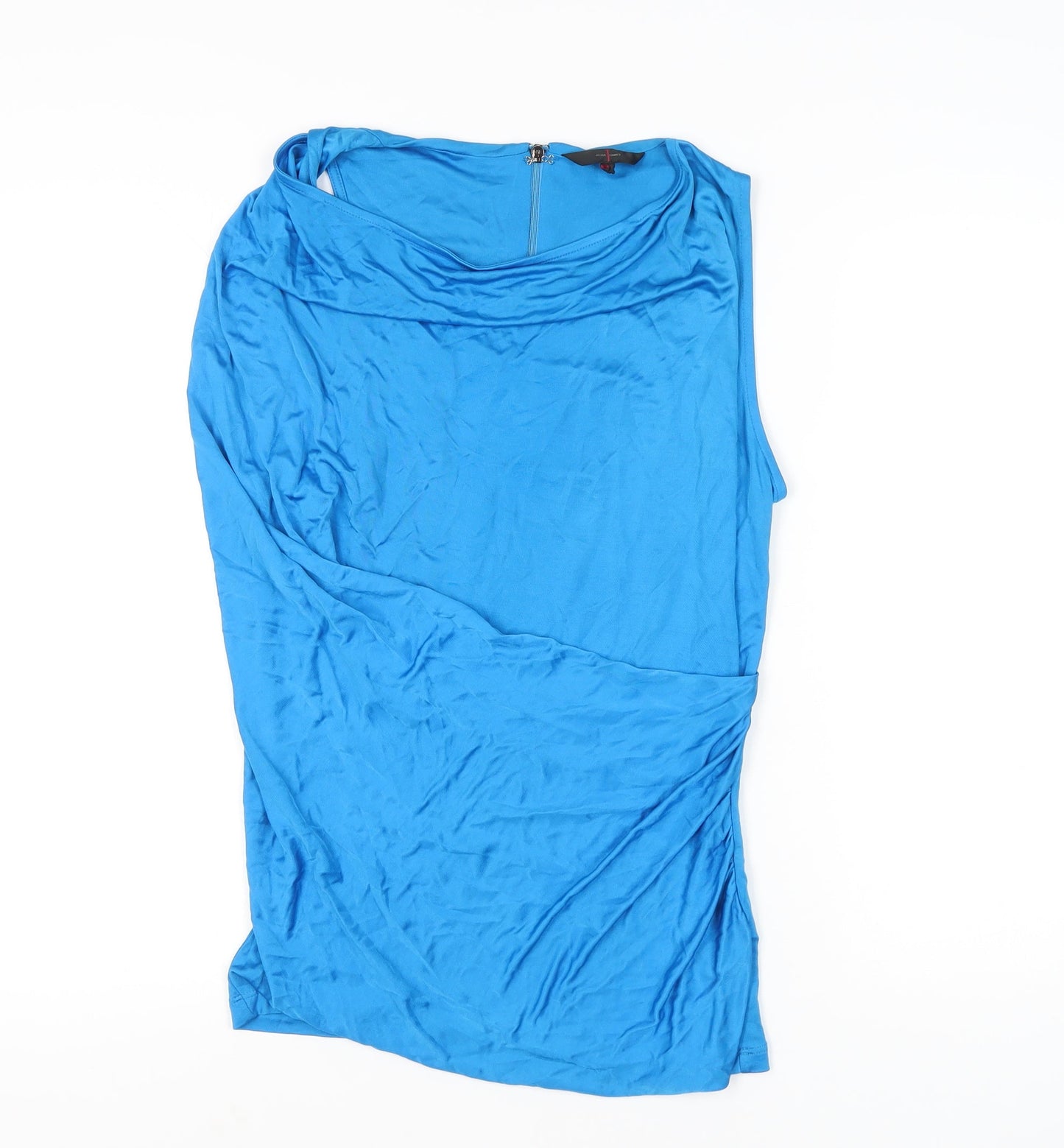 Jasper Conran Women’s Blue Cowl Neck Sleeveless Satin Blouse Size 12