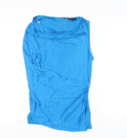 Jasper Conran Women’s Blue Cowl Neck Sleeveless Satin Blouse Size 12