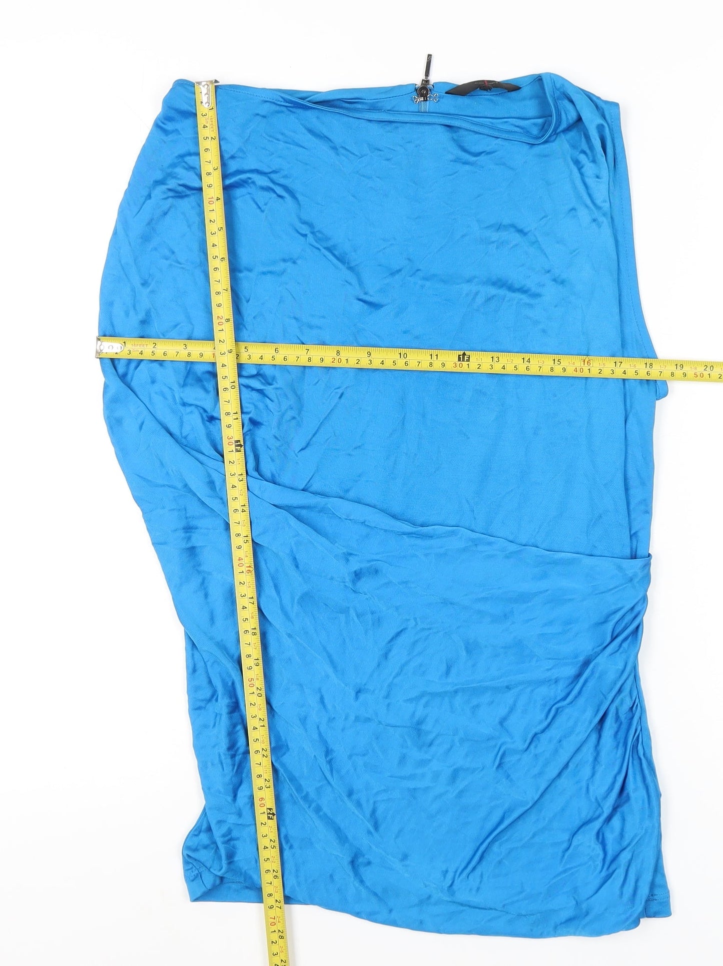 Jasper Conran Women’s Blue Cowl Neck Sleeveless Satin Blouse Size 12