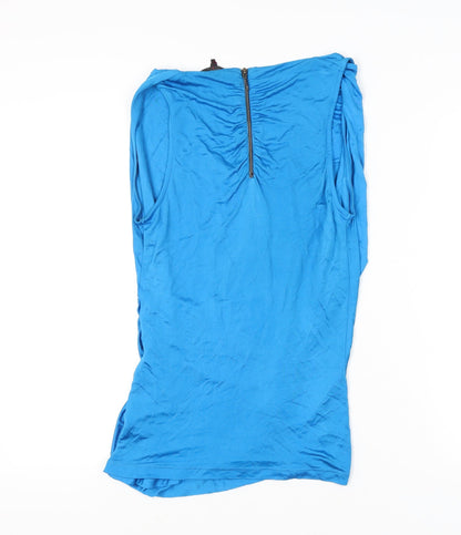 Jasper Conran Women’s Blue Cowl Neck Sleeveless Satin Blouse Size 12