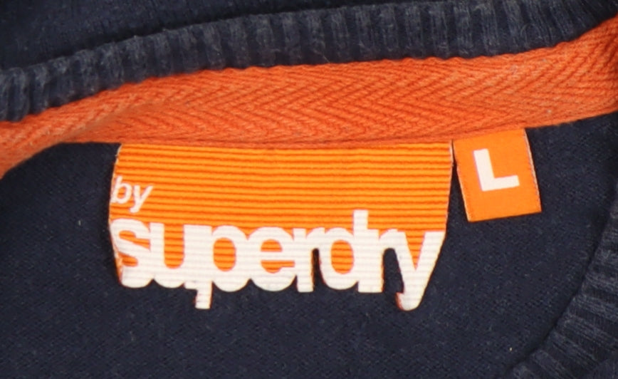 Superdry Men’s Blue Cotton V-Neck Pullover Jumper L Regular Fit
