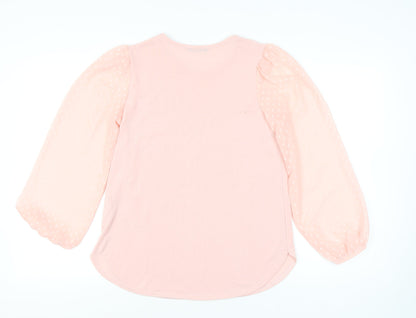 Quiz Women’s Pink Polka Dot Puff Sleeve Jersey Blouse Size 12