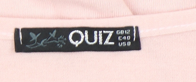 Quiz Women’s Pink Polka Dot Puff Sleeve Jersey Blouse Size 12