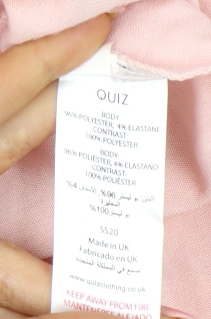 Quiz Women’s Pink Polka Dot Puff Sleeve Jersey Blouse Size 12