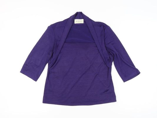 Minuet Women’s Purple Jersey Bolero Blouse UK 14 3/4 Sleeve Stretch