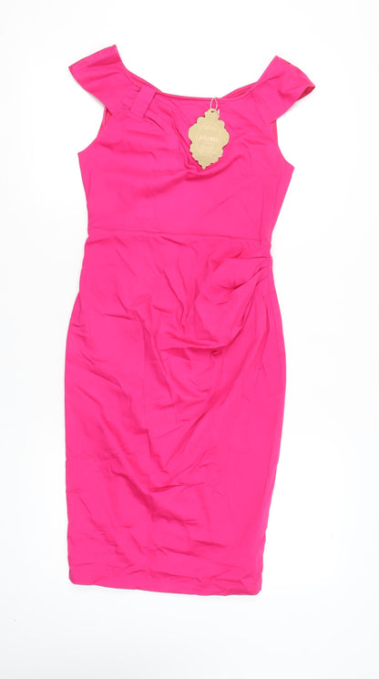 Jolie Moi Women’s Pink Off Shoulder Bodycon Dress Size 10