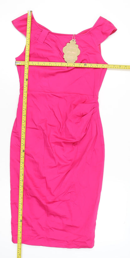 Jolie Moi Women’s Pink Off Shoulder Bodycon Dress Size 10