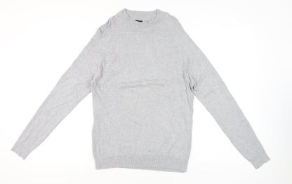 River Island Men’s Grey Crew Neck Pullover Jumper M Regular Fit Knit