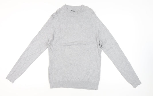 River Island Men’s Grey Crew Neck Pullover Jumper M Regular Fit Knit