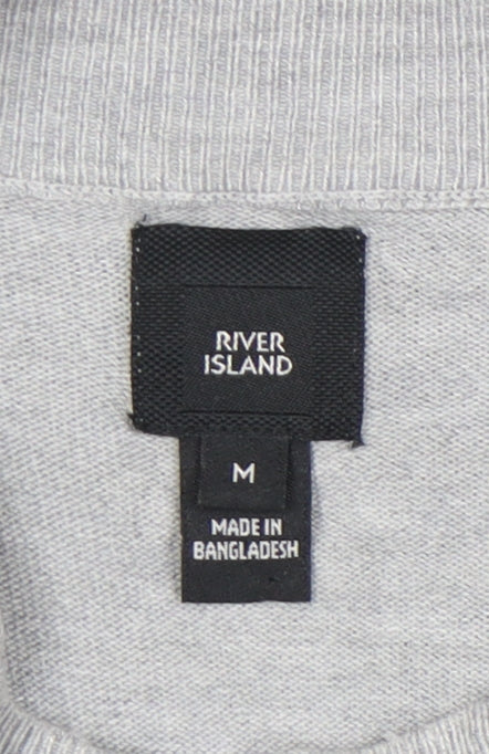 River Island Men’s Grey Crew Neck Pullover Jumper M Regular Fit Knit