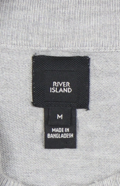 River Island Men’s Grey Crew Neck Pullover Jumper M Regular Fit Knit