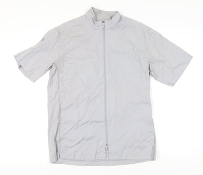 RAID Men’s Grey Cotton Short Sleeve Full Zip Casual Shirt M
