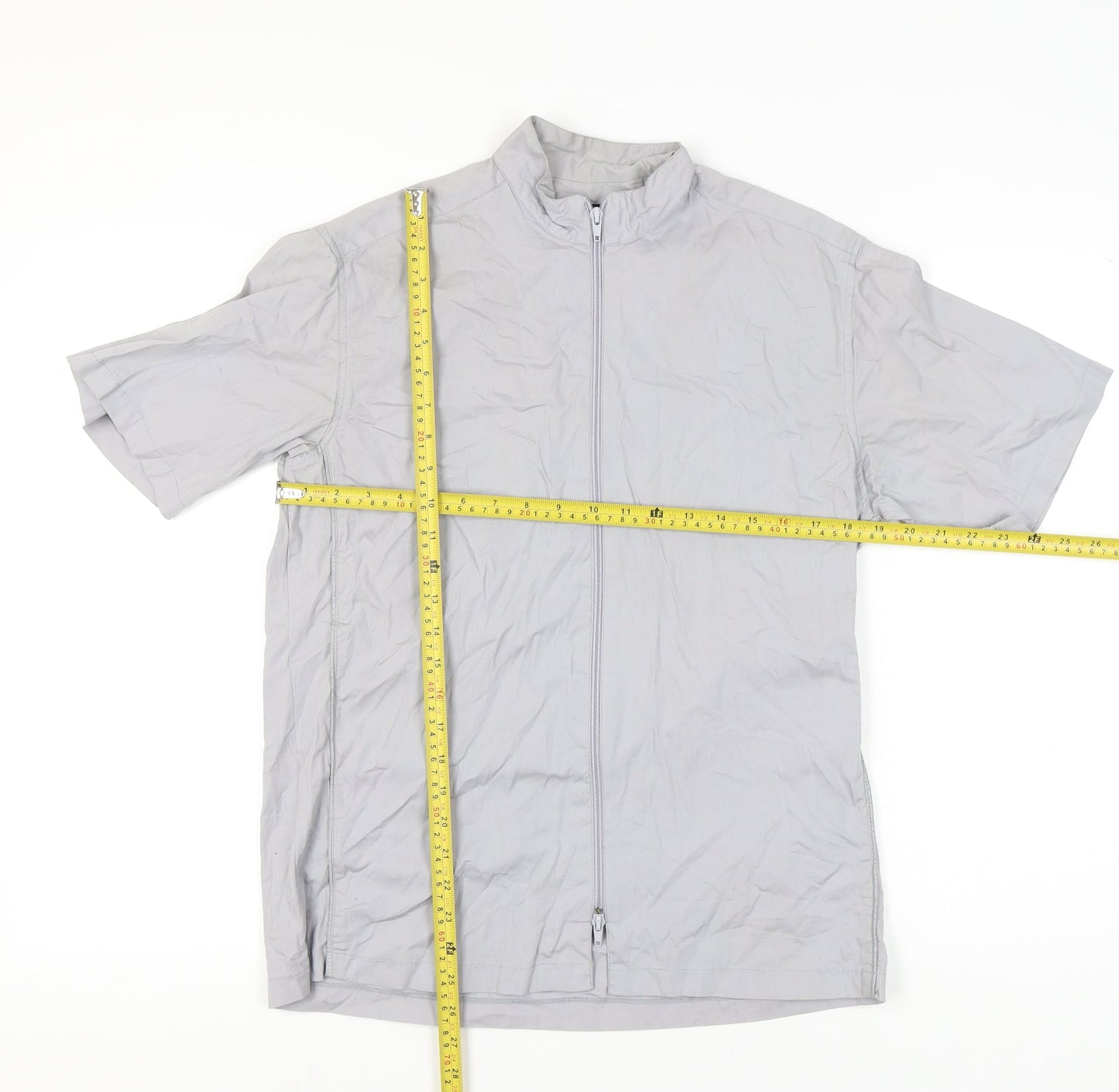 RAID Men’s Grey Cotton Short Sleeve Full Zip Casual Shirt M