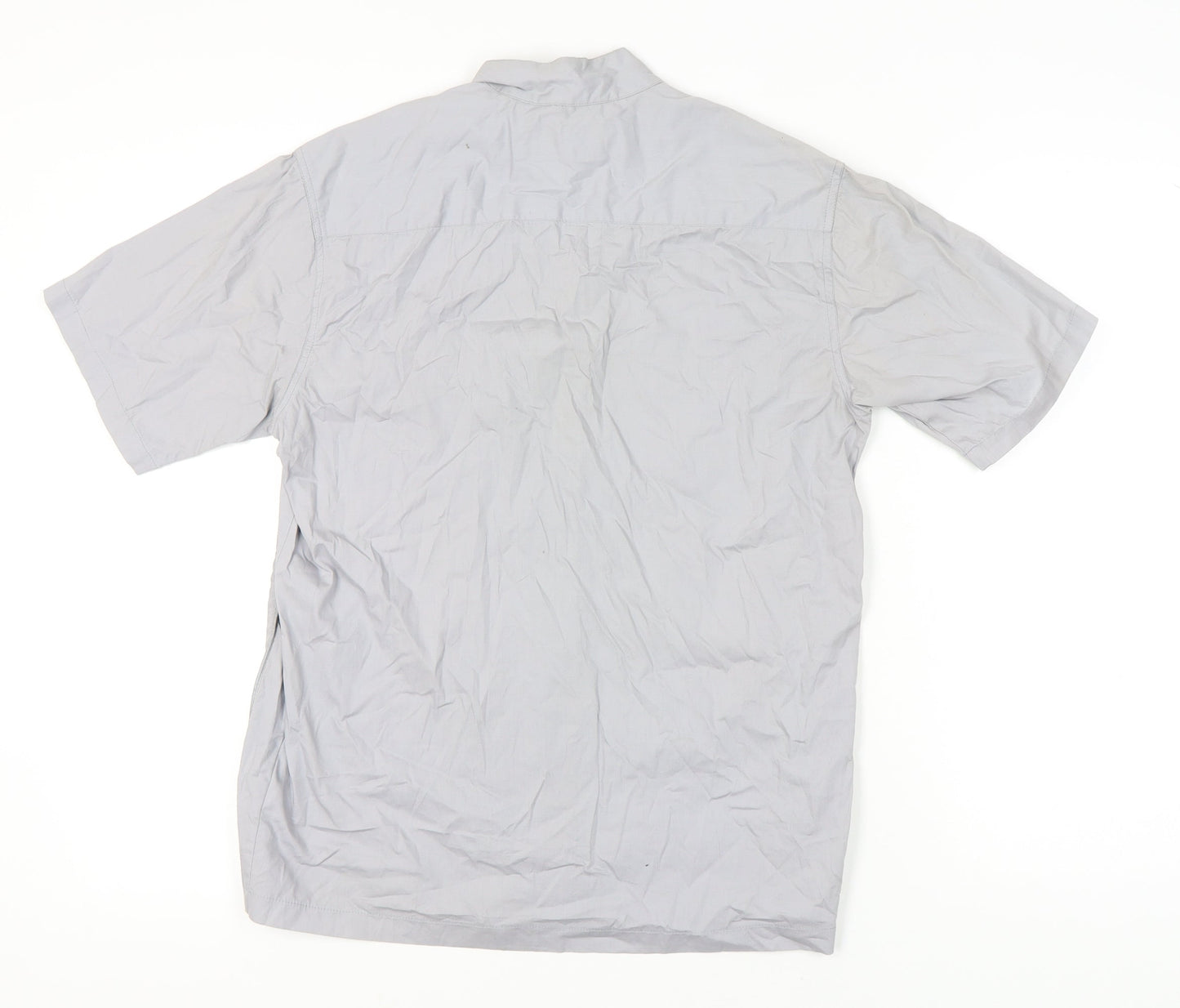RAID Men’s Grey Cotton Short Sleeve Full Zip Casual Shirt M
