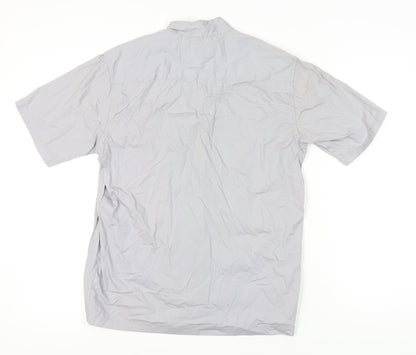 RAID Men’s Grey Cotton Short Sleeve Full Zip Casual Shirt M
