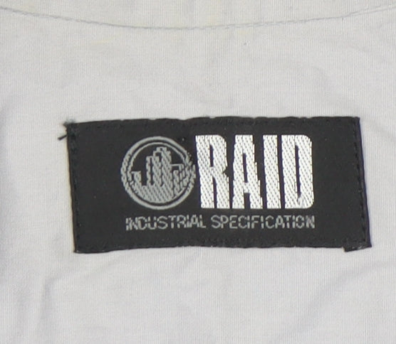 RAID Men’s Grey Cotton Short Sleeve Full Zip Casual Shirt M