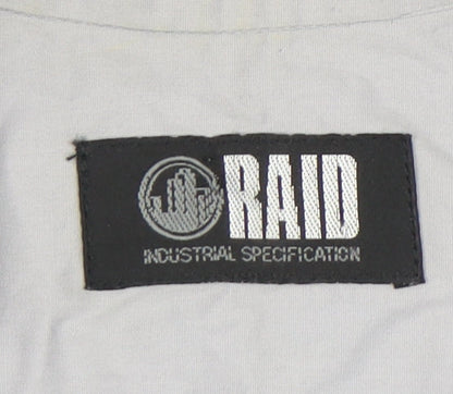 RAID Men’s Grey Cotton Short Sleeve Full Zip Casual Shirt M