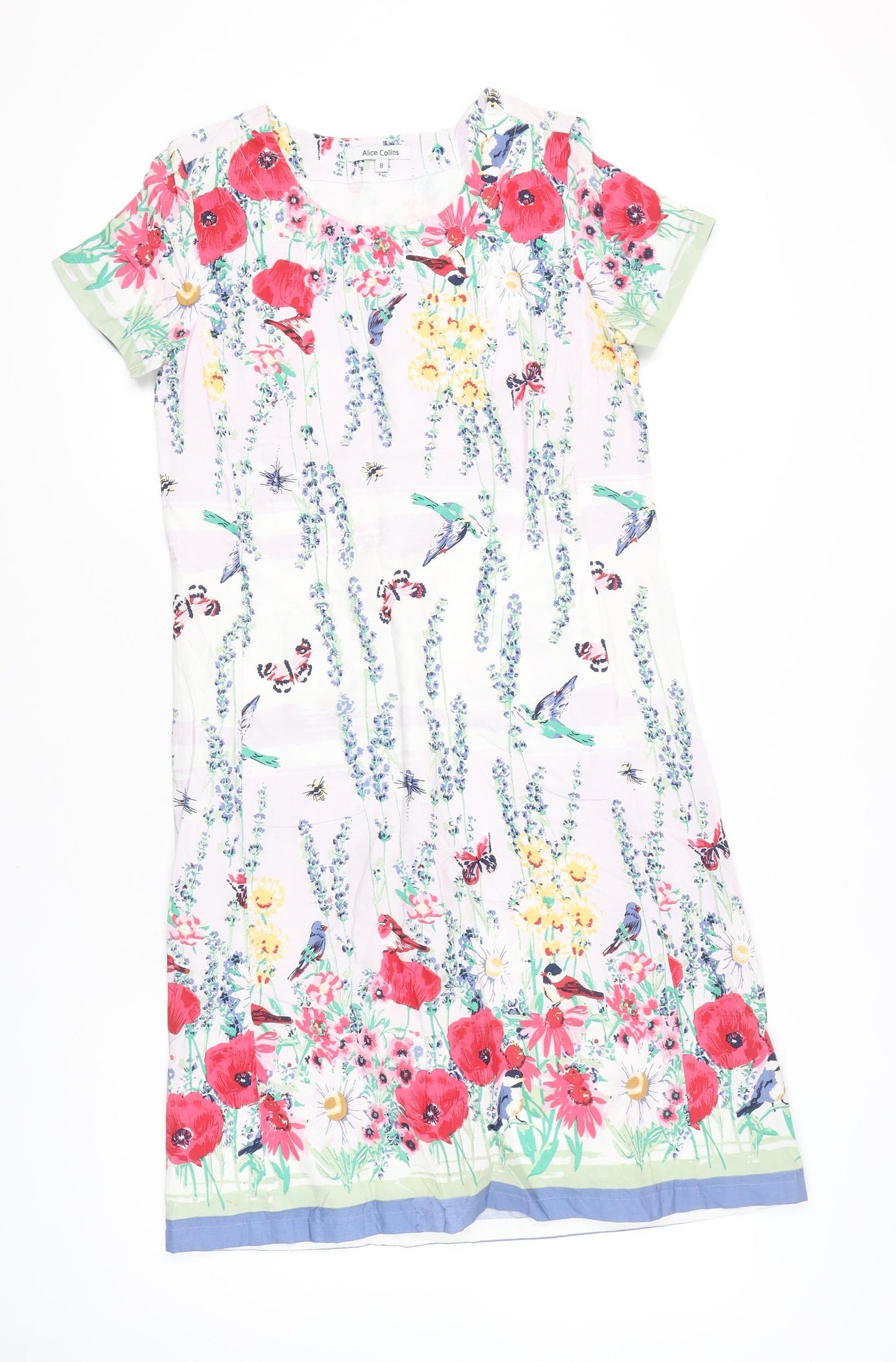 Alice Collins Womens Multicoloured Floral Shift Dress Size 8 Knee Length Cotton