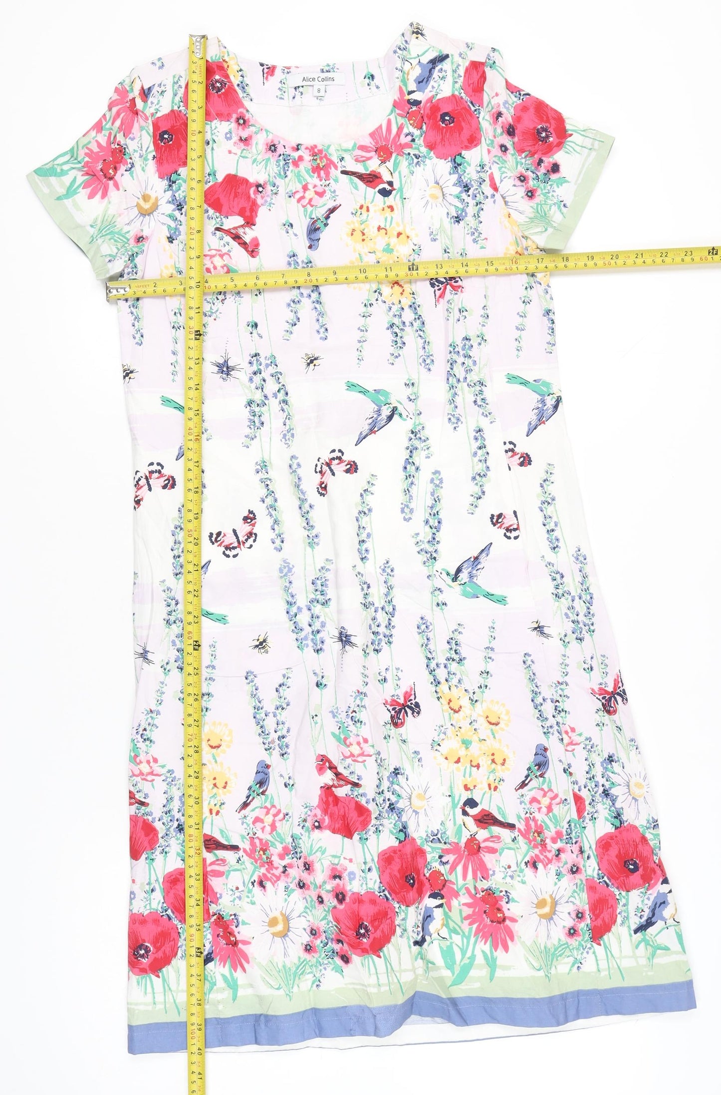 Alice Collins Womens Multicoloured Floral Shift Dress Size 8 Knee Length Cotton