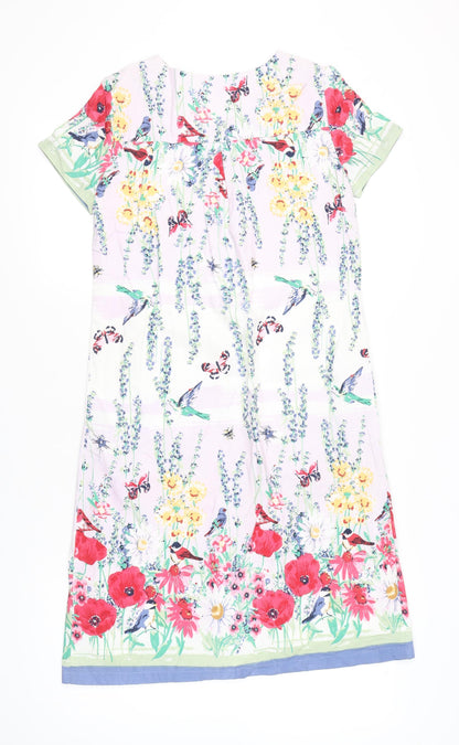 Alice Collins Womens Multicoloured Floral Shift Dress Size 8 Knee Length Cotton
