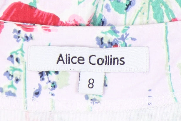 Alice Collins Womens Multicoloured Floral Shift Dress Size 8 Knee Length Cotton