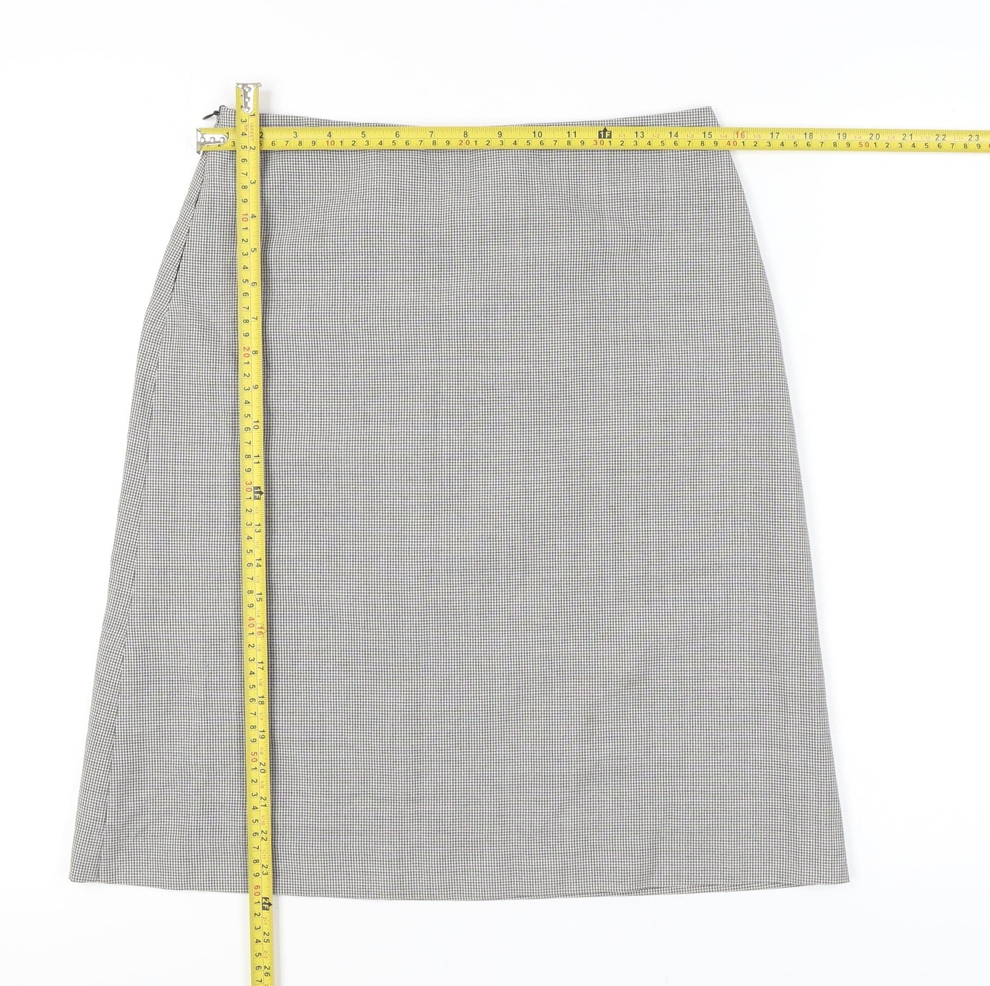 Mew Mew Women’s Grey Houndstooth Knee Length Pencil Skirt L
