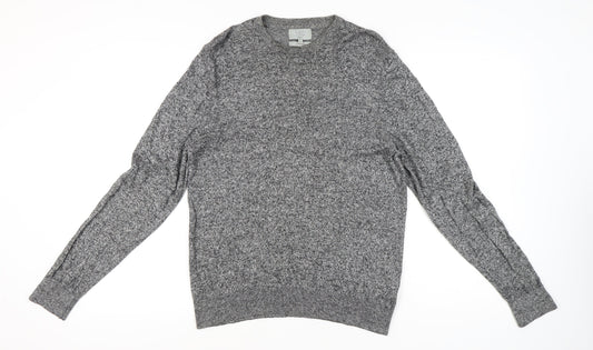 Marks and Spencer Men's Grey M Crew Neck Cotton Blend Jumper