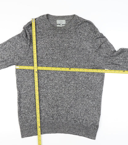 Marks and Spencer Men's Grey M Crew Neck Cotton Blend Jumper