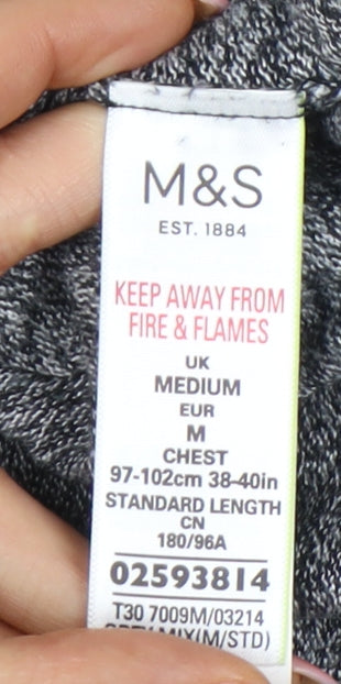 Marks and Spencer Men's Grey M Crew Neck Cotton Blend Jumper