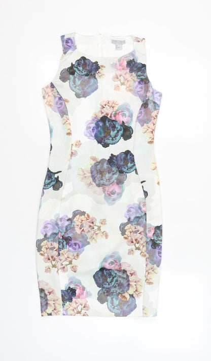 H&M Women’s Multicoloured Floral Sheath Dress Size 10 Knee Length