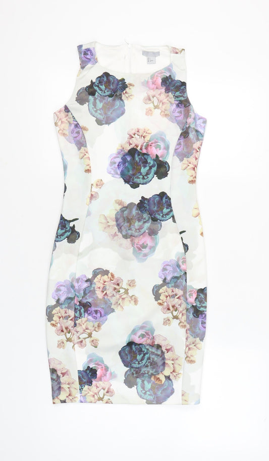 H&M Women’s Multicoloured Floral Sheath Dress Size 10 Knee Length