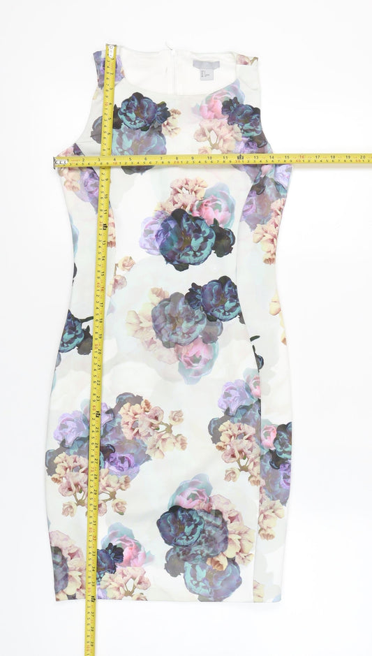H&M Women’s Multicoloured Floral Sheath Dress Size 10 Knee Length