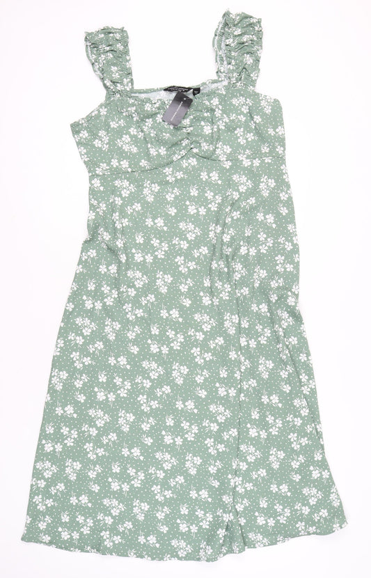 Dorothy Perkins Women’s Green Floral A-Line Midi Dress Size 18