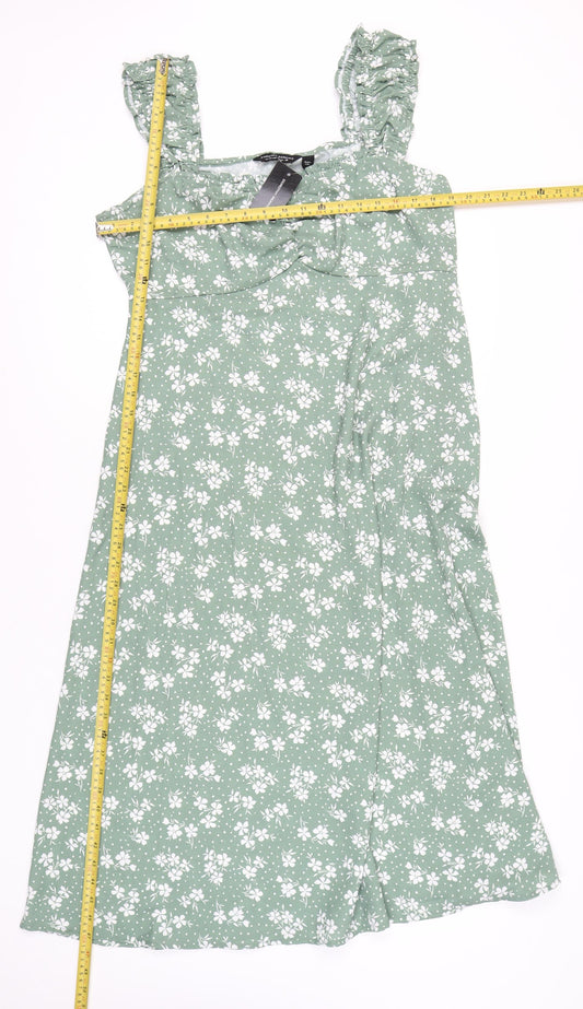 Dorothy Perkins Women’s Green Floral A-Line Midi Dress Size 18