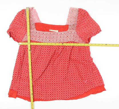 Womens UK Size L ROXY Red Tunic Blouse